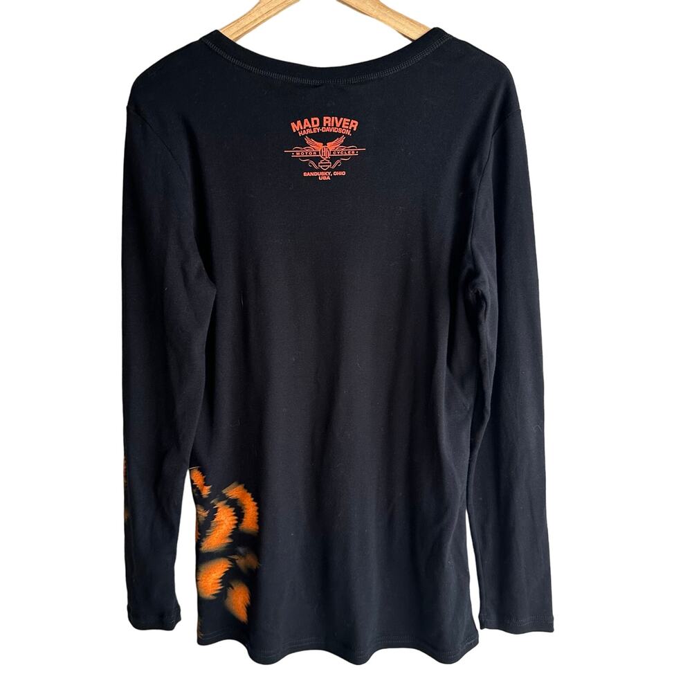 Harley Davidson Vintage Long Sleeve T-shirt Black Mad River Sundusky XL - Picture 6 of 9